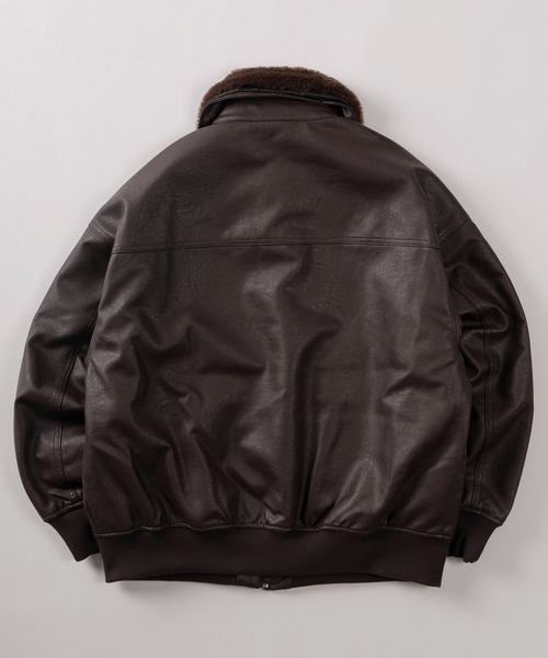 ブルゾン アウター 「81」ヴィンテージライク 襟ファー フェイクレザー