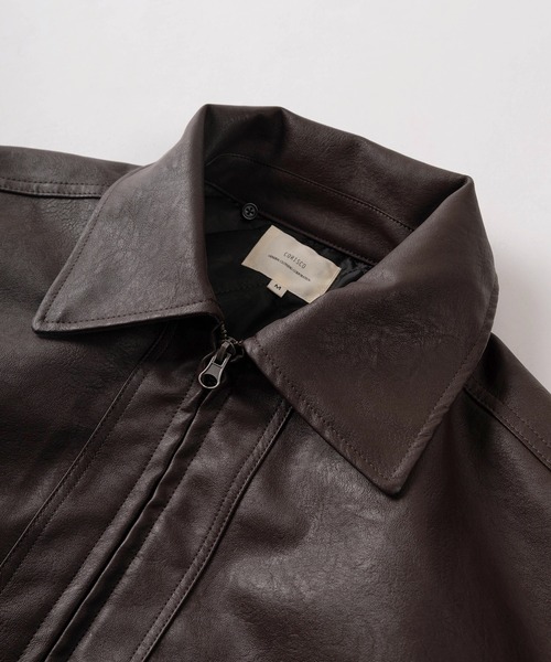 ブルゾン アウター 「81」ヴィンテージライク 襟ファー フェイクレザー