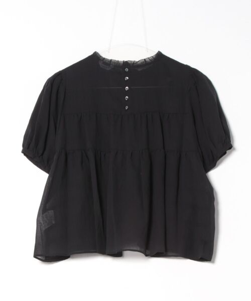 「haupia」 半袖ブラウス MEDIUM ブラック レディースの画像