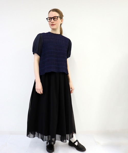 「haupia」 半袖ブラウス MEDIUM ブラック レディースの画像