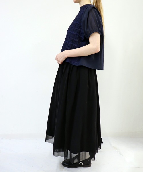 「haupia」 半袖ブラウス MEDIUM ブラック レディースの画像