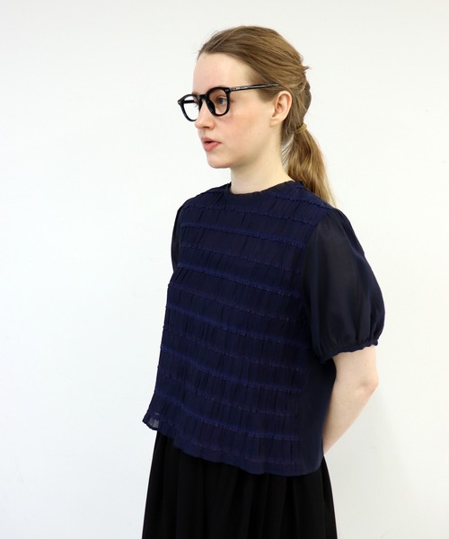「haupia」 半袖ブラウス MEDIUM ブラック レディースの画像
