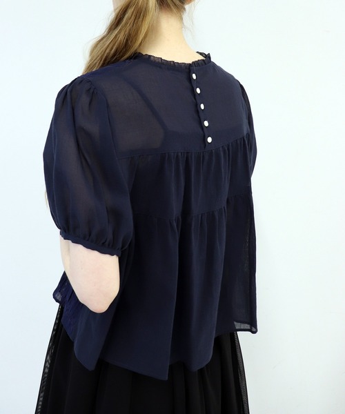 「haupia」 半袖ブラウス MEDIUM ブラック レディースの画像