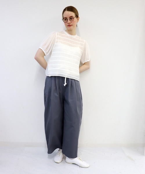 「haupia」 半袖ブラウス MEDIUM ブラック レディースの画像