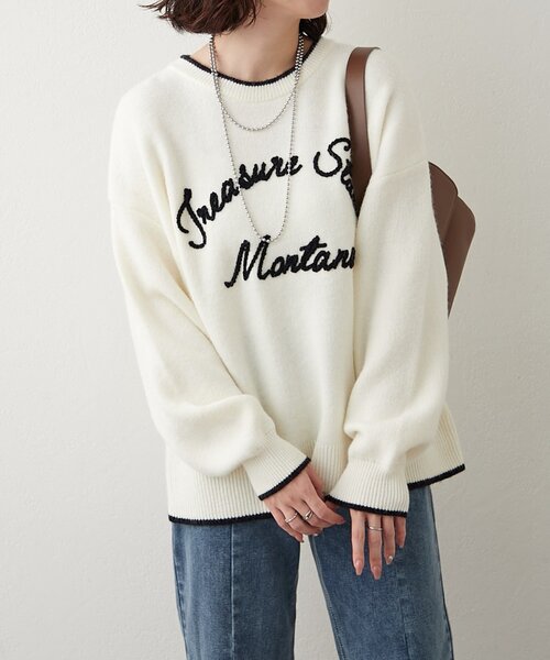 NAO（ナオ） ニット セーター 「NAO」コード刺繍ロゴプルオ−バー