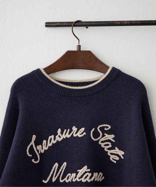 【未使用タグ付き】ヨーコチャン　セーター　ニット　スウェット　刺繍　ウール NAO（ナオ） ニット セーター 「NAO」コード刺繍ロゴプルオ−バー