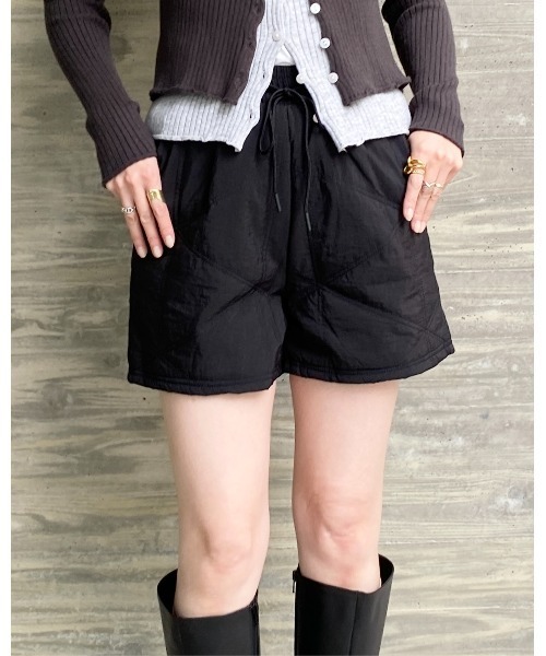 She's Closet パンツ ハイウエスト台形キュロット中綿キルティング