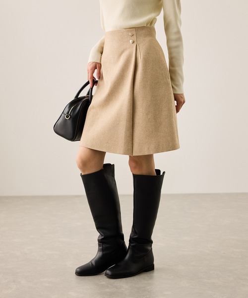 CELINEスカートラップスカートゴールドボタン ウールスカート CELINE - 【CELINE】ゴールド金具&革留め具ラップスカートの通販 by