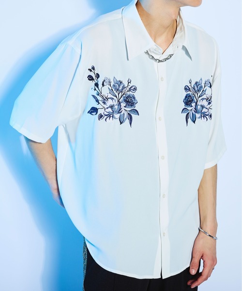 「Ellno Loset」 7分袖シャツ MEDIUM ブラック メンズ_画像3