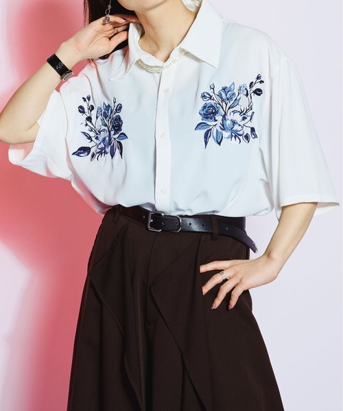「Ellno Loset」 7分袖シャツ MEDIUM ブラック メンズ_画像5