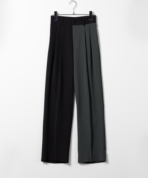 「me+em select」 スラックス X-LARGE ブラック×グレー レディース_画像3