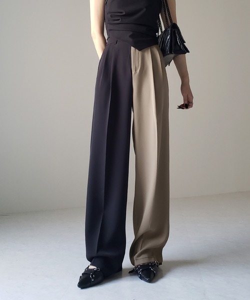 「me+em select」 スラックス X-LARGE ブラック×グレー レディース_画像7