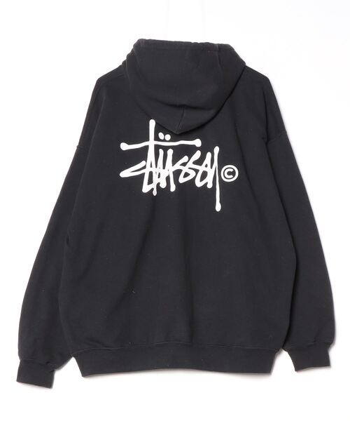 【STUSSY】メッセージロゴ　裏起毛　プルオーバーパーカー　黒 STUSSY（ステューシー） プルオーバーパーカー S ブラック メンズ