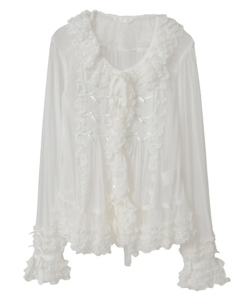 PINK HOUSE（ピンクハウス） ブラウス シャツ ドットチュールオーバー