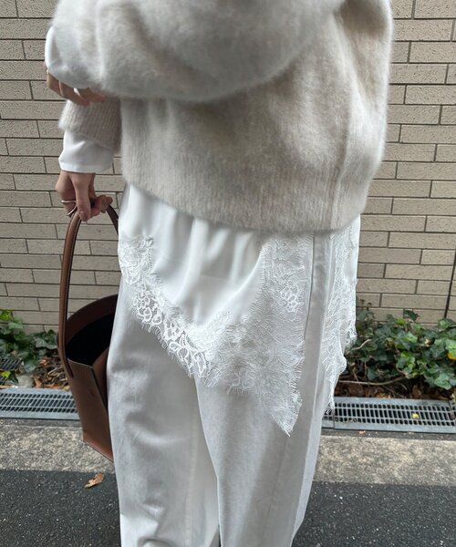 DouDou（ドゥドゥ） ブラウス シャツ ジョーゼットアシメレース切替 