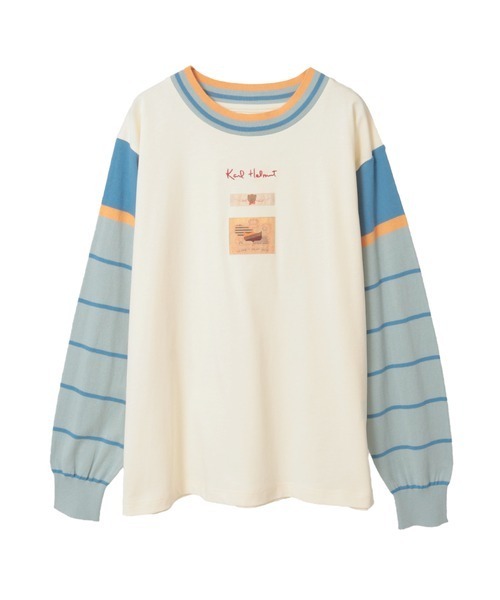 Karl Helmut tシャツ ボーダー袖使いレイヤード風カットソー
