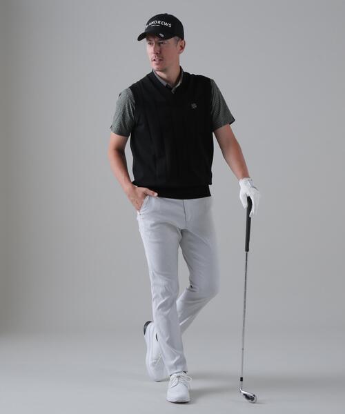 St ANDREWS セーター ニット 14G天竺×ケーブル Vネックニットベスト