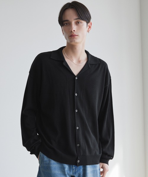 LUENNA カーディガン 「LUENNA」Basic Open-Collar Shirt Cardigan