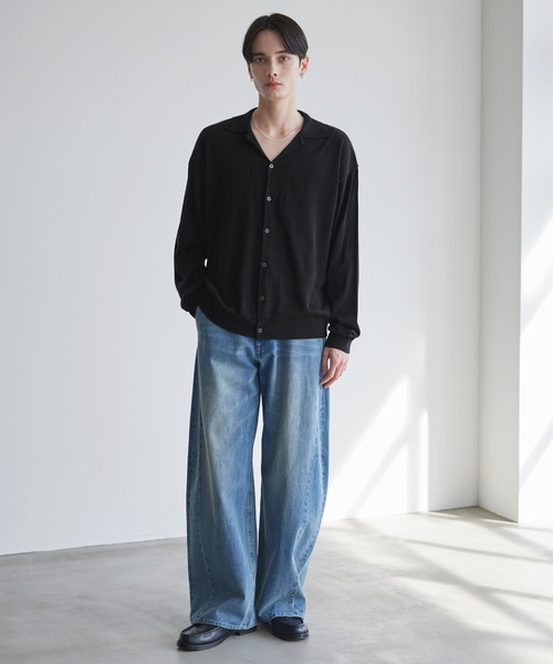 LUENNA カーディガン 「LUENNA」Basic Open-Collar Shirt Cardigan