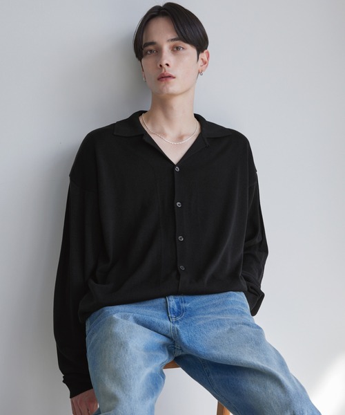 LUENNA カーディガン 「LUENNA」Basic Open-Collar Shirt Cardigan