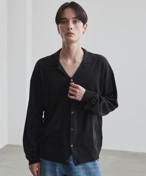 LUENNA カーディガン 「LUENNA」Basic Open-Collar Shirt Cardigan