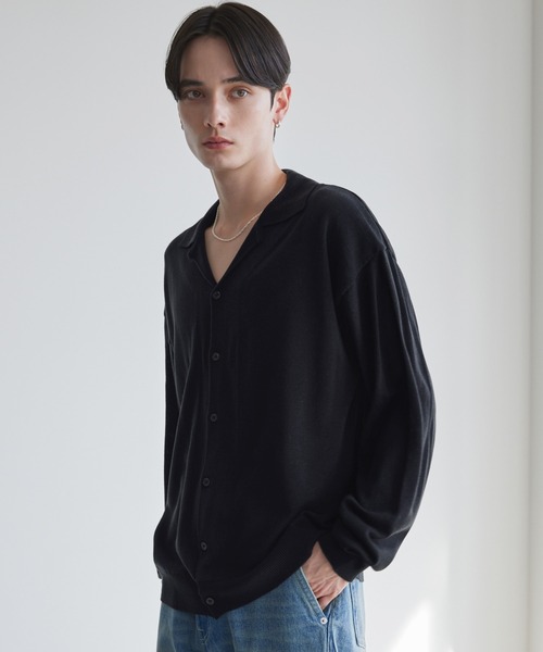 LUENNA カーディガン 「LUENNA」Basic Open-Collar Shirt Cardigan
