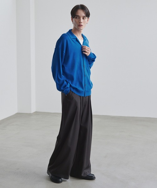 LUENNA カーディガン 「LUENNA」Basic Open-Collar Shirt Cardigan