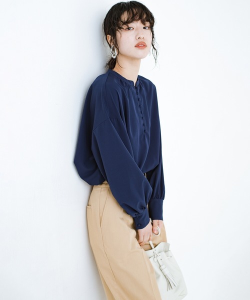 「haco!」 「KAKKO」長袖ブラウス 1 ネイビー レディース_画像2