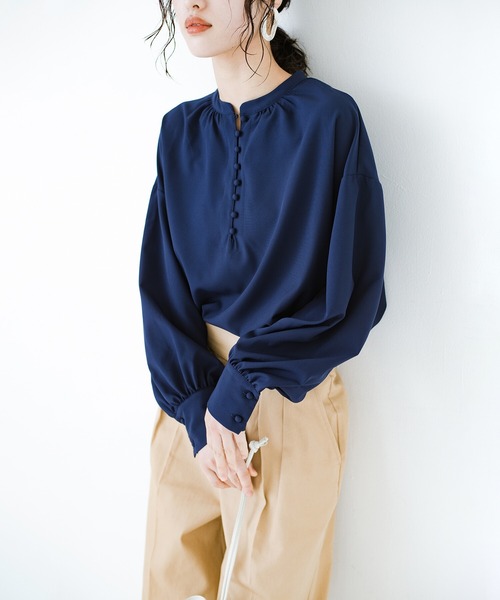 「haco!」 「KAKKO」長袖ブラウス 1 ネイビー レディース_画像9