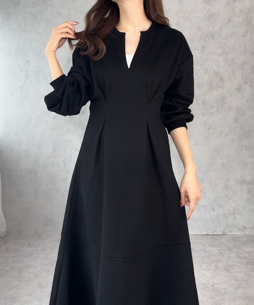 「JUNOAH」 長袖ワンピース MEDIUM アイボリー レディース_画像4