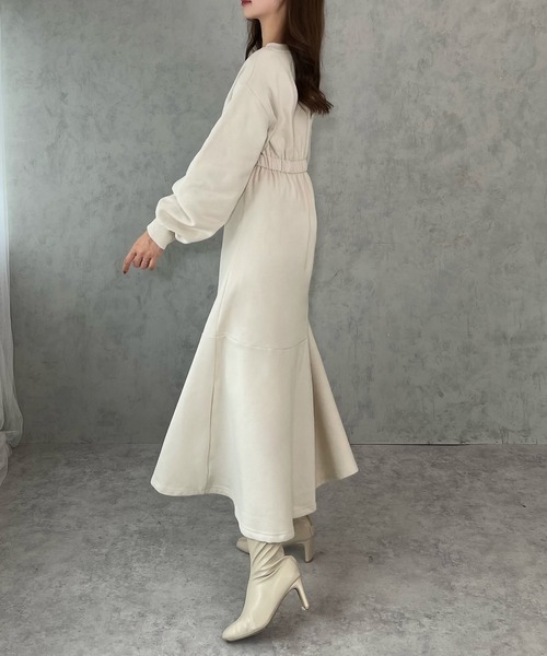 「JUNOAH」 長袖ワンピース MEDIUM アイボリー レディース_画像7