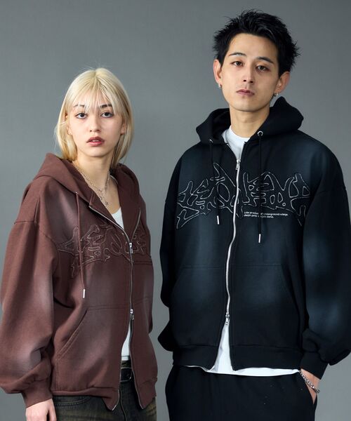 「SEQUENZ」 ジップアップパーカー LARGE グリーン メンズ_画像3