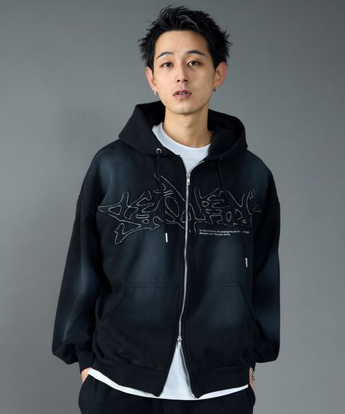 「SEQUENZ」 ジップアップパーカー LARGE グリーン メンズ_画像7