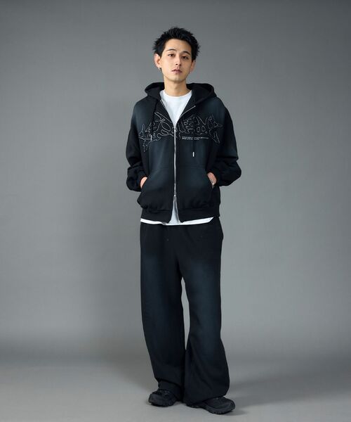 「SEQUENZ」 ジップアップパーカー LARGE グリーン メンズ_画像9