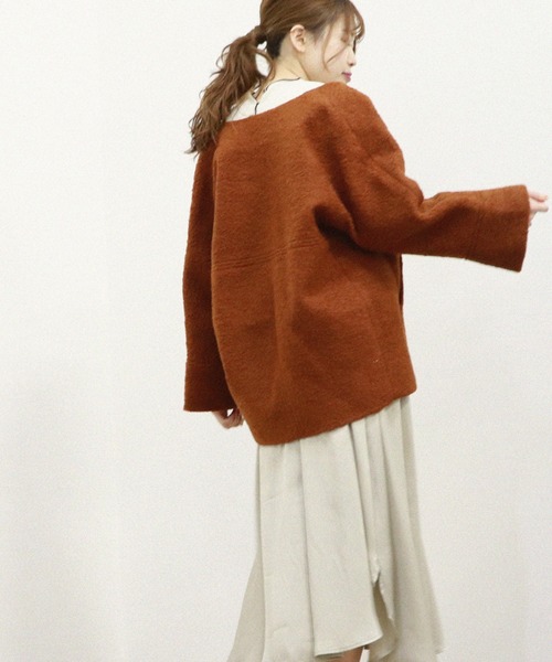 「Cheek」 ノーカラージャケット MEDIUM ベージュ レディース_画像3
