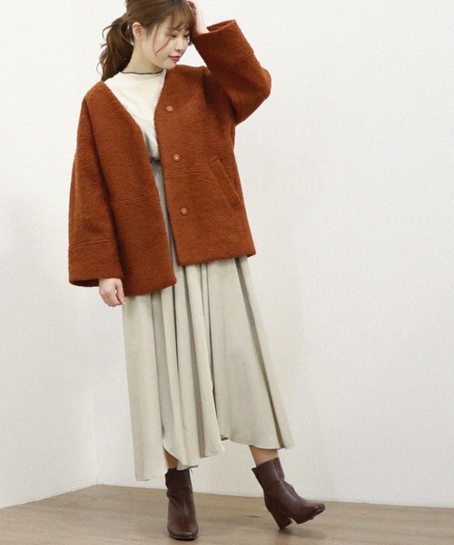 「Cheek」 ノーカラージャケット MEDIUM ベージュ レディース_画像7