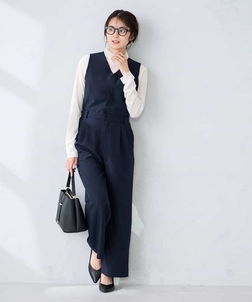 ワンピース 「洗える」Vネックコンビネゾンの画像