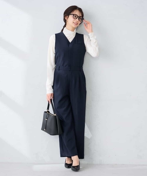 ワンピース 「洗える」Vネックコンビネゾンの画像