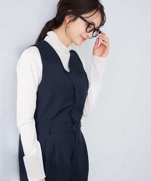 ワンピース 「洗える」Vネックコンビネゾンの画像