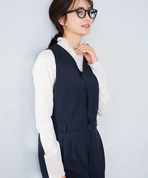 ワンピース 「洗える」Vネックコンビネゾンの画像