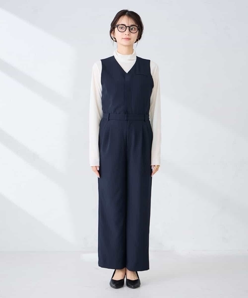 ワンピース 「洗える」Vネックコンビネゾンの画像