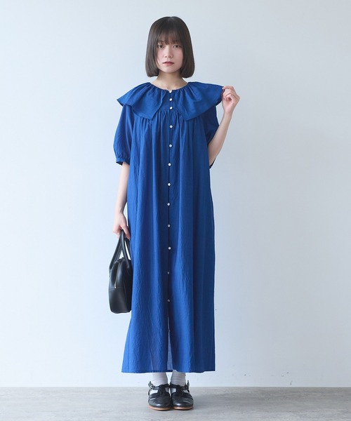 bulle de savon（ビュルデサボン） ワンピース 半袖 コットン/キュプラ