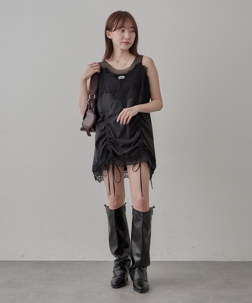 M-LINE ワンピース 「mline」ストライプレースキャミワンピ : ZOZOTOWN