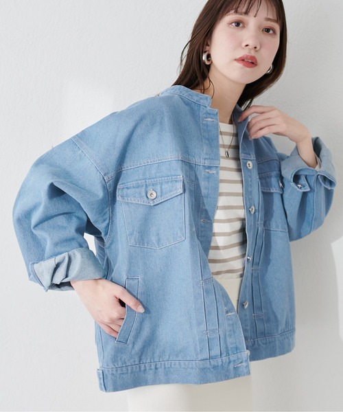 「natural couture」 デニムジャケット FREE アイボリー レディース_画像5