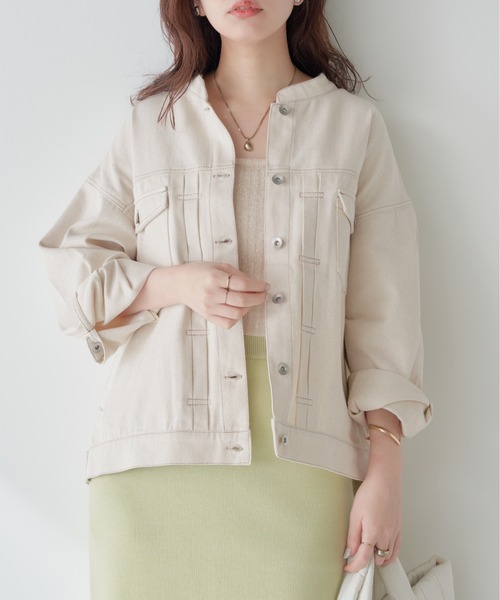 「natural couture」 デニムジャケット FREE アイボリー レディース_画像7