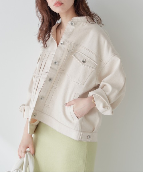 「natural couture」 デニムジャケット FREE アイボリー レディース_画像9
