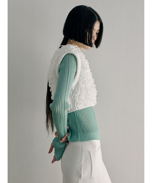 「SORIN」 ノースリーブニット 38 カーキ レディース_画像5