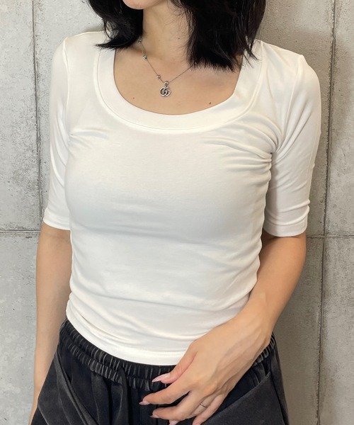 Roger&Raw（ロジャーアンドロウ） tシャツ 半袖 五分袖 UネックTシャツ