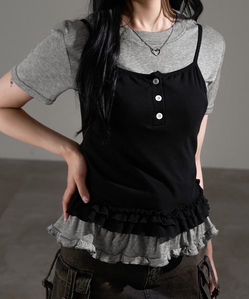 「apres jour mignon」 キャミソール フリー グレー レディース_画像2