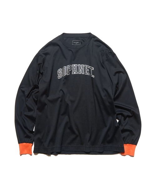 SOPHNET.（ソフネット） tシャツ COLLEGE LOGO COLOR RIBBED L/S WIDE